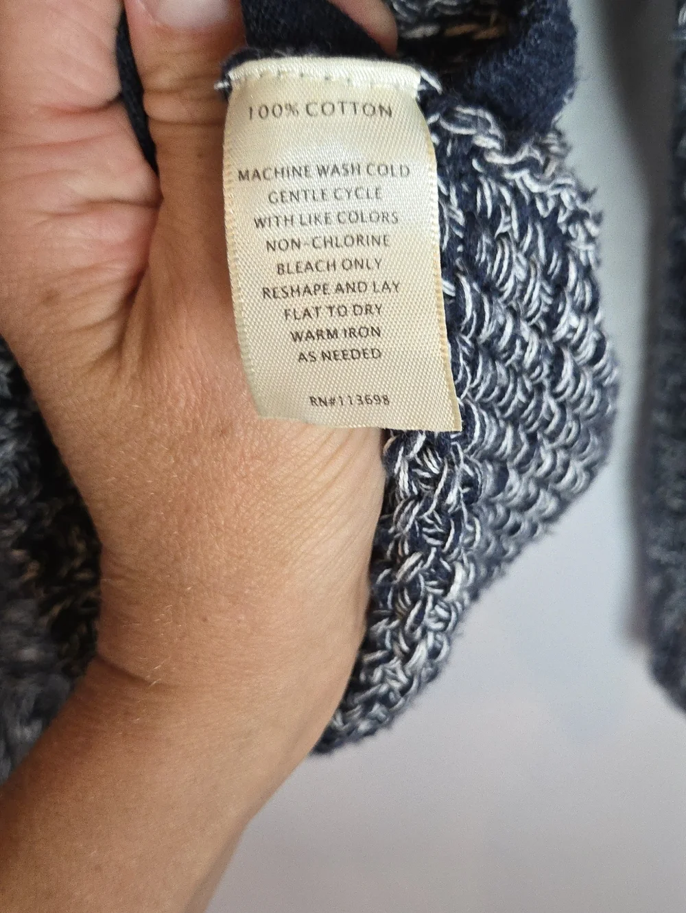 Margaret O'leary Women’s Small Cotton Marled Crewneck Sweater Navy White